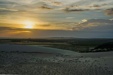 Sunset View behind the Clouds in Mui Ne, Vietnam