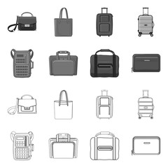Isolated object of suitcase and baggage symbol. Collection of suitcase and journey stock symbol for web.
