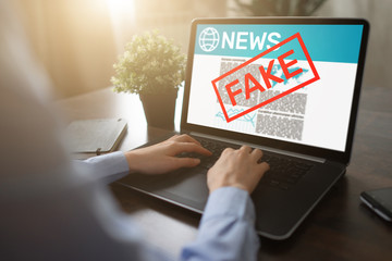Fake News Manipulation Media TV Disinformation Newspaper Business Internet Technology Concept.