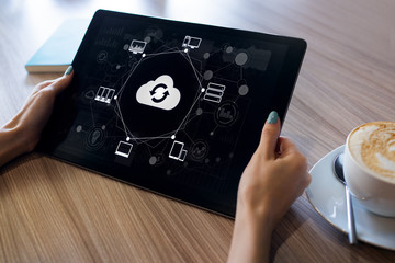 Cloud technology. Internet, computing and data storages concept.