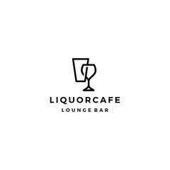 liquor store shop cafe beer wine logo vector icon illustration