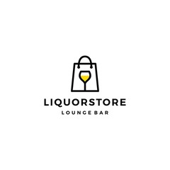 liquor store shop cafe beer wine logo vector icon illustration