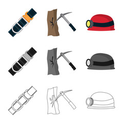 Isolated object of mountaineering and peak symbol. Collection of mountaineering and camp stock vector illustration.