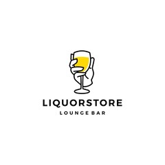 liquor store shop cafe beer wine logo vector icon illustration
