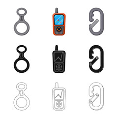 Isolated object of mountaineering and peak icon. Collection of mountaineering and camp vector icon for stock.