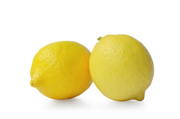 Closeup fresh lemon fruit isolated on white background.