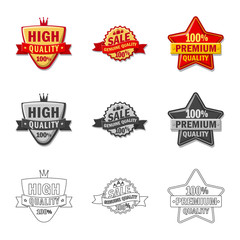 Isolated object of emblem and badge sign. Collection of emblem and sticker stock symbol for web.