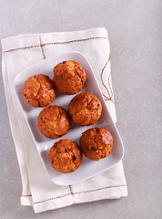 Carrot and apple muffins with raisin
