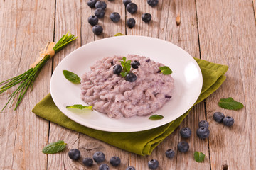 Blueberry risotto with mascarpone.