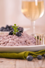 Blueberry risotto with mascarpone.