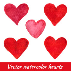 Set of artistic hand drawn hearts isolated on a white background. Vector illustration