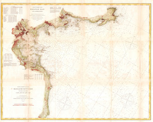 U.S. Coast Survey Map of Boston Bay, Massachusetts 1866