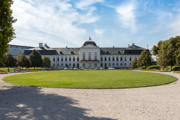 Fototapeta na wymiar The presidential palace with a garden in Bratislava, Slovakia