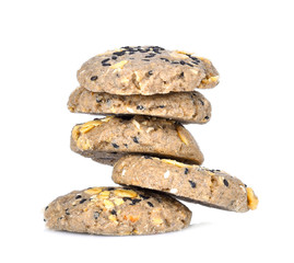 Grains cookies on white background