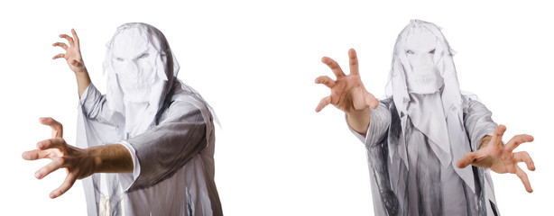 Monster on white in scary halloween concept 