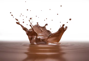 Fotobehang Liquid chocolate crown splash with ripples. On black. © matis75