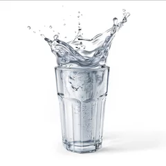 Fototapeten Glas voll Wasser mit Spritzer. Isoliert auf weißem Hintergrund. © matis75