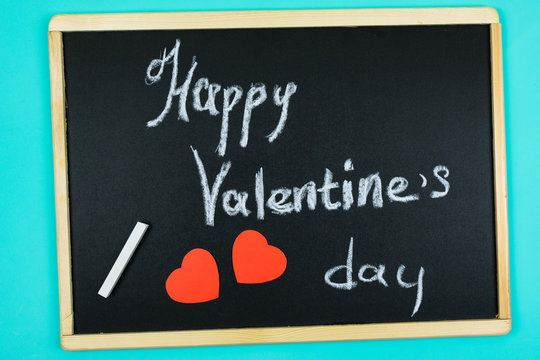 happy Valentine's day lettering on school Board