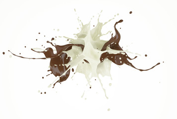 Milk and chocolate , or paint splashing against each other.