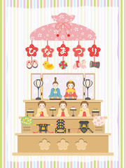 ひなまつり　雛人形のテンプレート