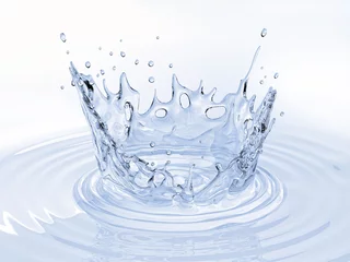 Fototapeten Water crown splash in a water pool on white. © matis75