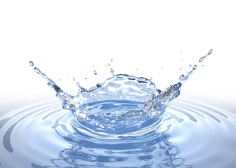 Abwaschbare Fototapete Wasser Wasserkronenspritzen in einem Wasserpool auf Weiß.