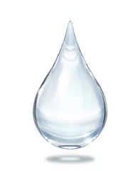 Acrylglas douchewanden met foto Water Waterdruppel close-up weergave geïsoleerd op een witte achtergrond.