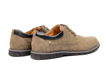 Brown suade shoes isolated on white background