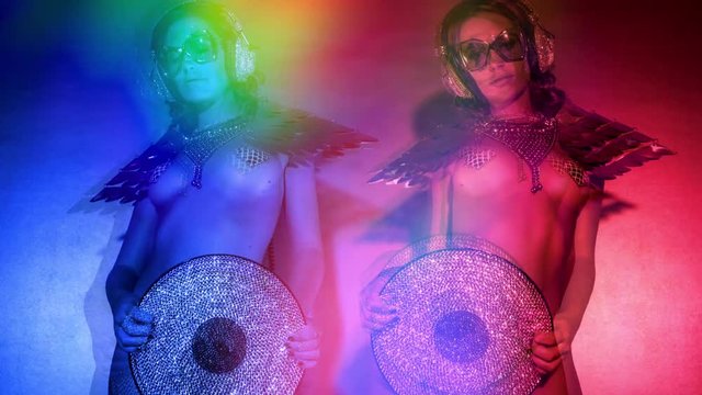 silver babe sparkle record diva party disco woman