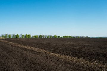 Fototapeta na wymiar land in a field in spring after plowing