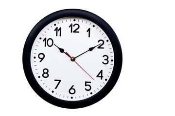 Time concept with black clock at a quarter past ten