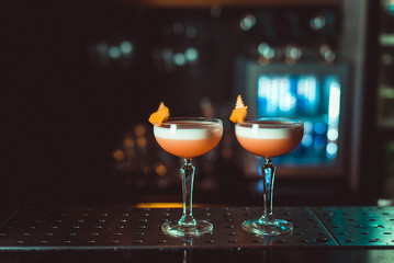 Cocktail Preparation. The barman is preparing a drink.