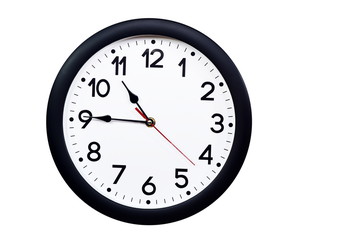 Time concept with black clock at a quarter to eleven