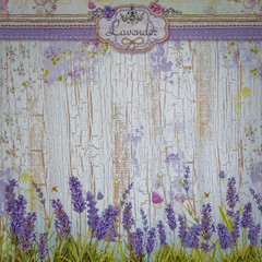 Wooden Background with Lavender Flowers