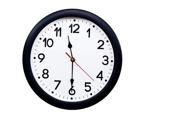 Time concept with black clock at  half past eleven