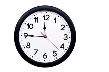 Time concept with black clock at a quarter to noon