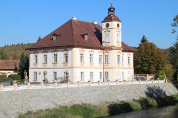 Fototapeta na wymiar Štěnovice castle on bank of Úhlava river, South Bohemian region, Czech republic