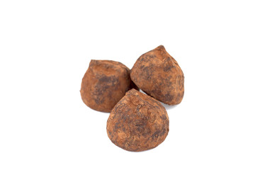Chocolate truffles. Isolated.