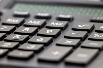 Calculator keyboard. Soft focus.