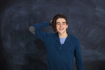 young man student smiling with braces