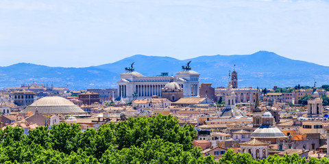 Aerial scenic view of Rome in summer, Italy