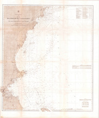 Old Map of the New England Coast, 1865 U.S. Coast Survey