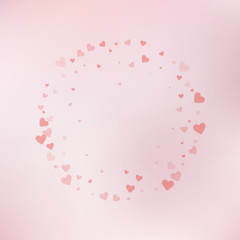Red heart love confettis. Valentine's day frame fa