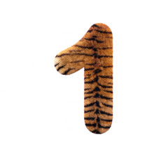 Tiger number 1 -  3d Feline fur digit - Suitable for Safari, Wildlife or big felines related subjects