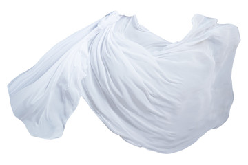 Abstract white flying fabric isolated on white background - obrazy, fototapety, plakaty