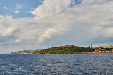 View the island of Victoria at Gozo, the neighboring island of Malta