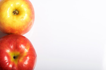 Apples on a white background. View from above.