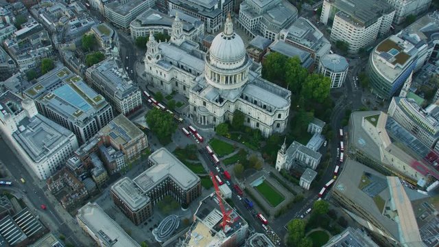 Aerial sunset view St Pauls Anglican Cathedral London