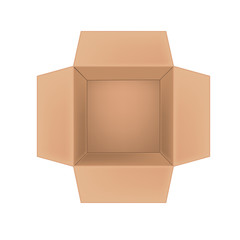 Open corrugated cardboard box on white background