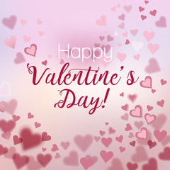 Happy Valentine's Day pink background with hearts. Perfect for holiday design. Vector illustration